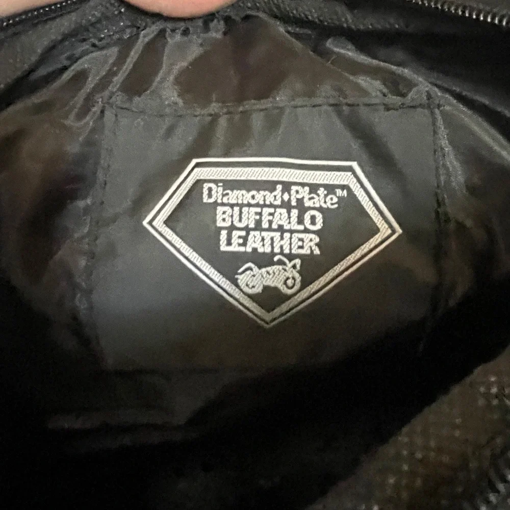 Diamond Plate‎ Buffalo Leather Patchwork Motorcycle Saddlebag Biker Gear 6 pcs